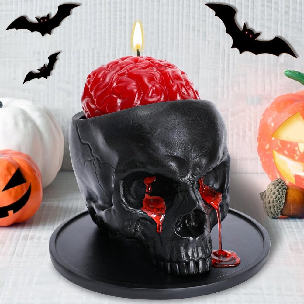 Halloween Decorations Indoor - Halloween Candle, Skull Bleeding Candle Gothic De